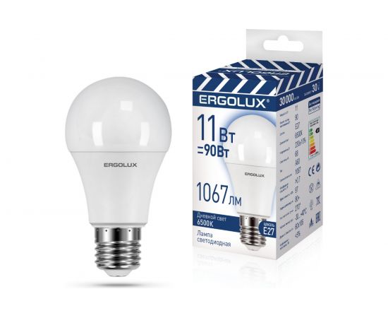 Светодиодная лампа Ergolux LED-A60-11W-E27-6K ЛОН 11Вт Е27 6500К 220-240В, ПРОМО 14724 – изображение 4