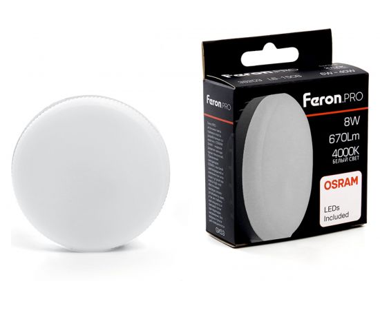 Светодиодная лампа FERON 8W 230V GX53 4000K, LB-1508 38203 