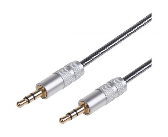 Кабель AUX аудио 3.5 мм REXANT в металлической оплетке 1 м 18-4091 