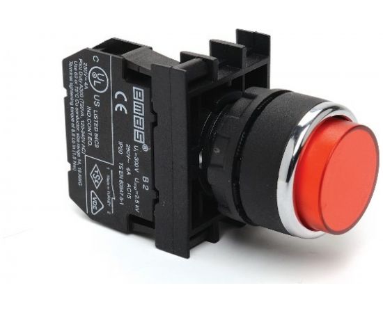 Выступающая кнопка Emas красная 2НО B101HK 