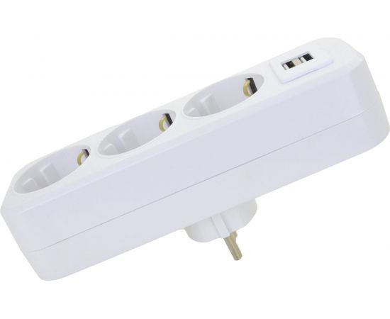 Прямой разветвитель AY-KA на 3 розетки с USB, 16A 250В с заземлением, белый 7713800 – изображение 2