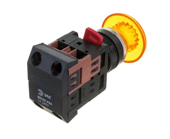 Кнопка ЭРА AEА22, грибок, желтый, d22мм 1з+1р 10/400/4000 Б0045633 – изображение 2