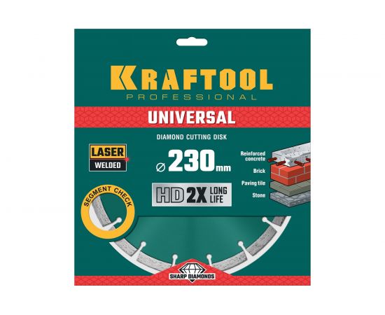 Диск алмазный сегментный по железобетону и бетону KRAFTOOL Universal 230х22 мм 36680-230 – изображение 3