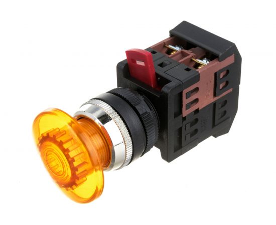 Кнопка ЭРА AEА22, грибок, желтый, d22мм 1з+1р 10/400/4000 Б0045633 – изображение 3