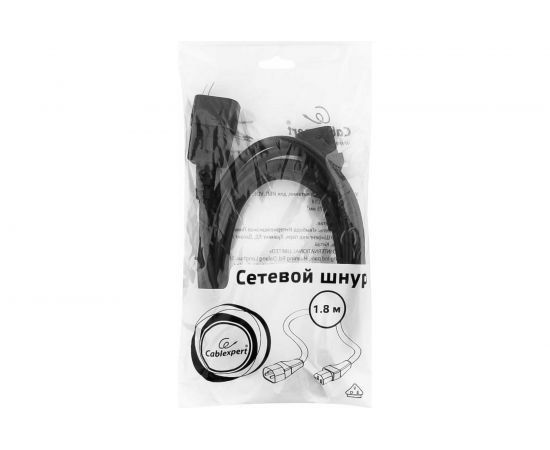Кабель питания системный блок-монитор Cablexpert 1.8м C13-C14 VDE 10А черный с заземлением PC-189-VDE – изображение 3