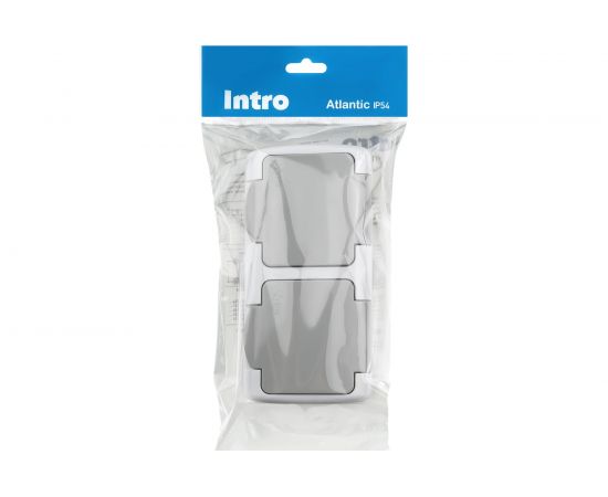 Розетка Intro Atlantic 5-204-03 двойная с заземлением Schuko шторки открытой установки серый Б0051061 – изображение 5