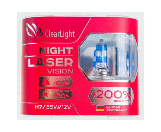 Комплект ламп Clearlight H7, 12 В, 55 Вт, Night Laser Vision +200% Light, 2 шт. MLH7NLV200 – изображение 6