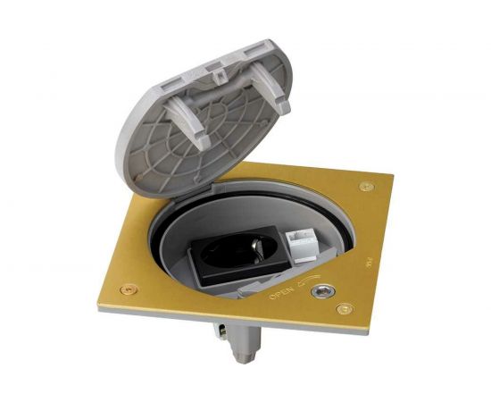 Simon Влагостойкая основа IP66 с розеткой 2PE Schuko К45 RJ45 5e UTP с замком латунь KSE15USEC-23-71 