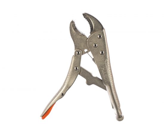 Зажим с фиксатором HARDEN полукруглый захват, никелированный, 217 мм 560628 