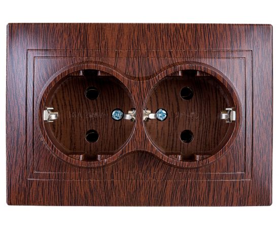 Розетка TDM двойная 2П+З 16А 250В "ЭКО" бук "Таймыр" SQ1814-0314 