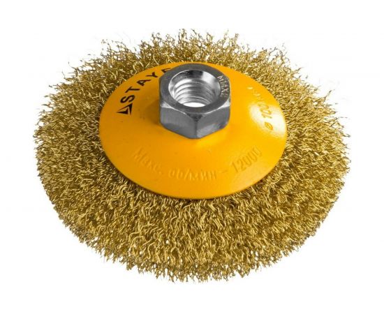 Щетка коническая PROFESSIONAL (100 мм; М14; витая стальная латунированная проволока 0.3 мм) для УШМ STAYER 35133-100 
