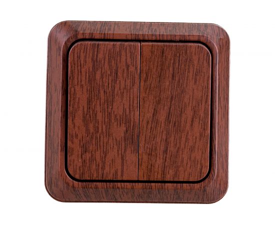 Двухклавишный выключатель Intro Quadro 2-104-10 10А-250В, IP20, открытая установка, венге, Б0053761 