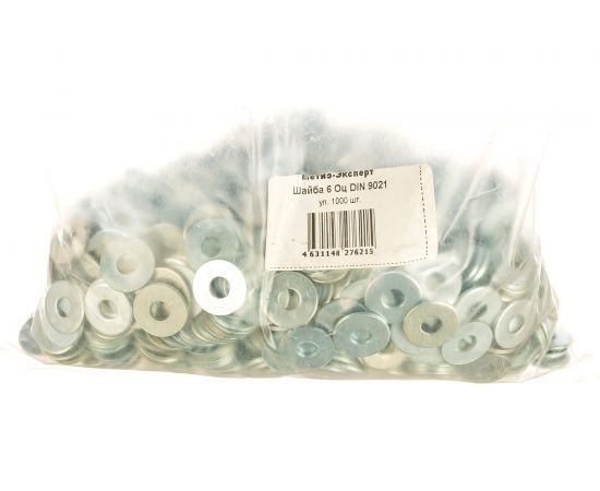 Кузовная шайба Метиз-Эксперт 6 оцинкованная DIN 9021 уп. 1000 шт. БП-00021432 