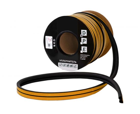 Уплотнитель VЕTTORE профиль E 9x4 мм, 150 м, Black черный 20367 