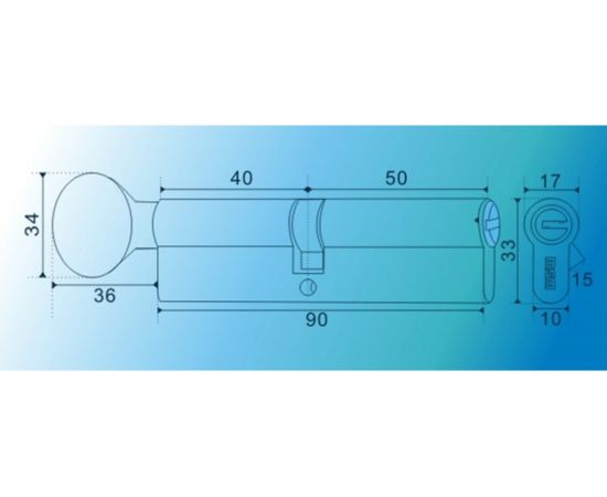 Цилиндровый механизм MSM перф. ключ-вертушка, CW 90 мм 40в/50 РВ 7604 – изображение 2
