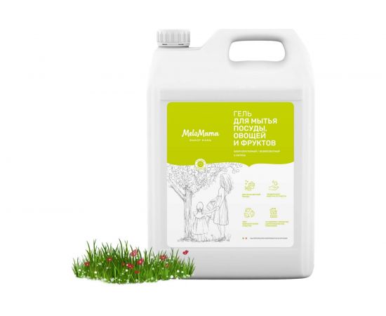 Биоразлагаемый гель для мытья посуды, овощей и фруктов MeloMama Луговой романс, 5 л 77036 – изображение 2