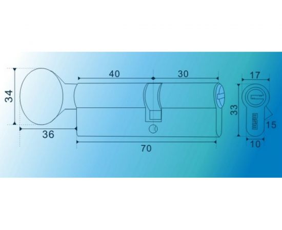 Цилиндровый механизм MSM перф. ключ-вертушка, CW 70 мм 40в/30 SN 7510 – изображение 2