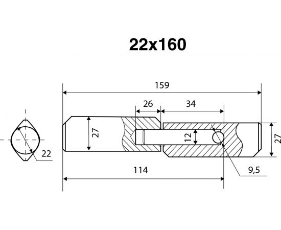 Шарнир-петля под сварку БУЛАТ (22х160 мм; каплевидная с запресованным шариком) 14090 – изображение 2