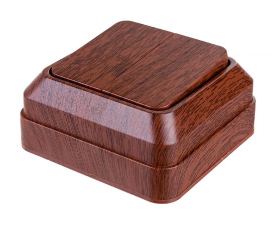 Двухклавишный выключатель Intro Quadro 2-104-10 10А-250В, IP20, открытая установка, венге, Б0053761 – изображение 3