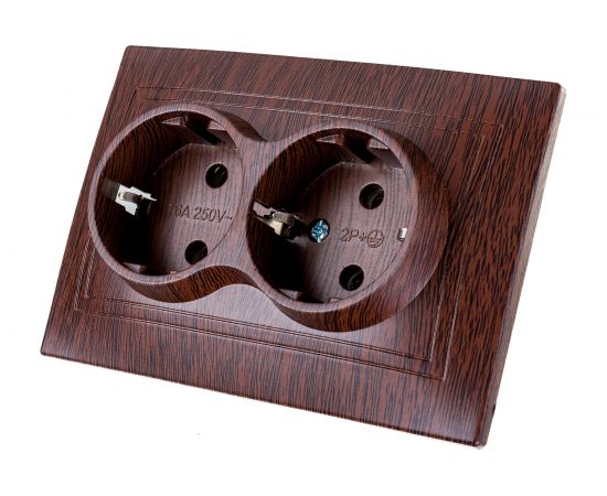 Розетка TDM двойная 2П+З 16А 250В "ЭКО" бук "Таймыр" SQ1814-0314 – изображение 4