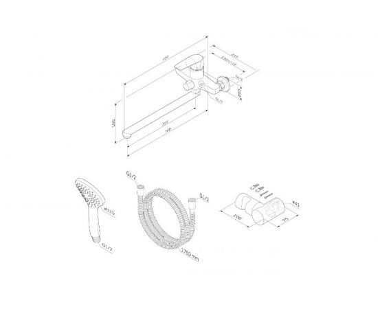 Смеситель для ванны/душа AM.PM, Gem излив 320 мм, душевой набор F90A95000 – изображение 9
