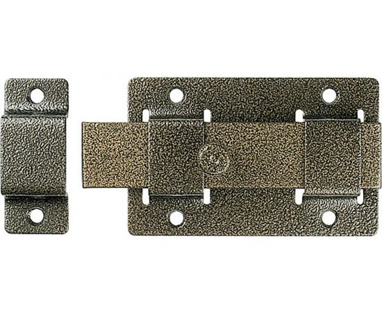 Накладная усиленная задвижка для дверей Россия ЗД-02 корпус порошковое покрытие бронза плоский засов 30x135x7 мм 75x115 мм 37778-2 