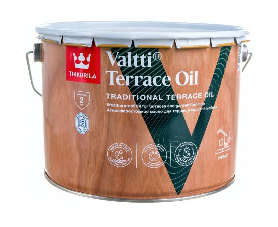 Масло TIKKURILA VALTTI TERRACE OIL для террас и садовой мебели, бесцветный 9л 700010365 