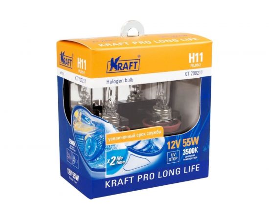 Автолампа KRAFT H11 12v55w PGJ19-2 Pro Long Life KT 700211 