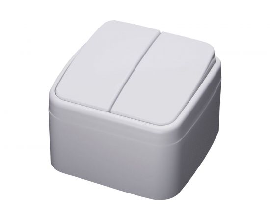 Двухклавишный выключатель STEKKER открытой установки 250В 10А, белый, серия Basic PSW10-42-20 39032 