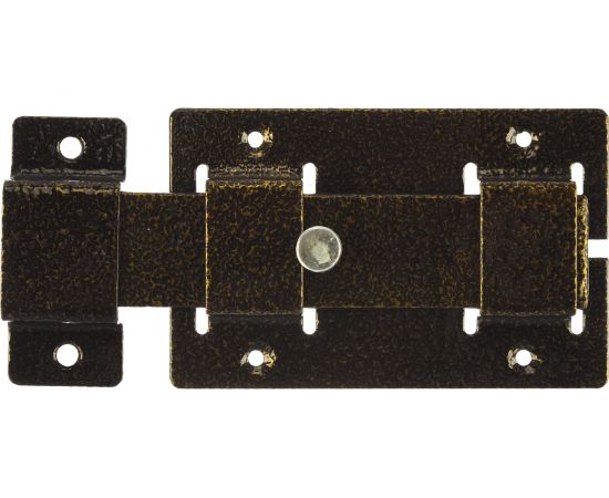 Накладная усиленная задвижка для дверей Россия ЗД-02 корпус порошковое покрытие бронза плоский засов 30x135x7 мм 75x115 мм 37778-2 – изображение 2