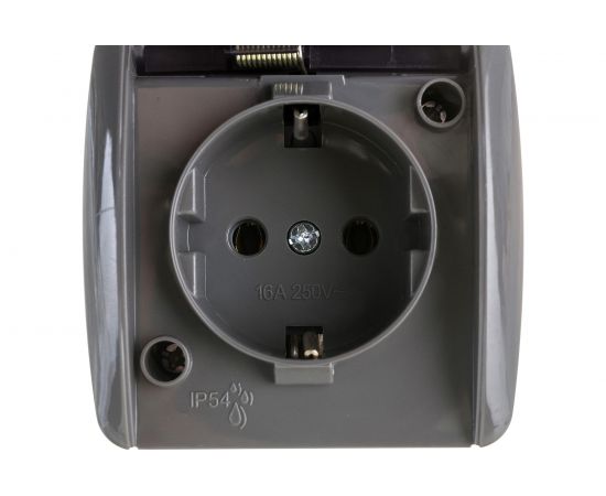 Розетка TDM 2П+3 открытой установки IP54 16А с прозрачной крышкой серая Селигер SQ1818-0107 – изображение 3