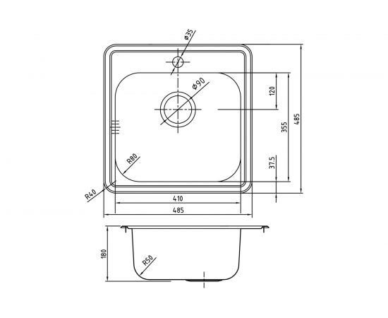 Мойка IDDIS Strit S, нерж. сталь, полир., 485*485, ID STR48P0i77 – изображение 3