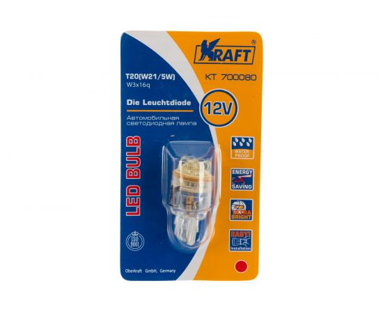 Светодиодная лампа KRAFT T20 W21/5W W3x16q 12v Red 9 LEDs KT 700080 – изображение 3