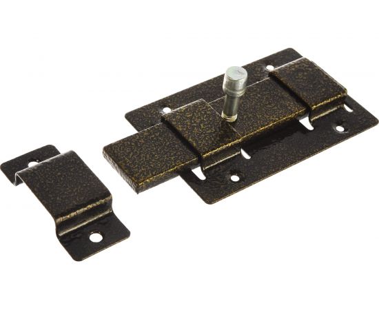 Накладная усиленная задвижка для дверей Россия ЗД-02 корпус порошковое покрытие бронза плоский засов 30x135x7 мм 75x115 мм 37778-2 – изображение 4