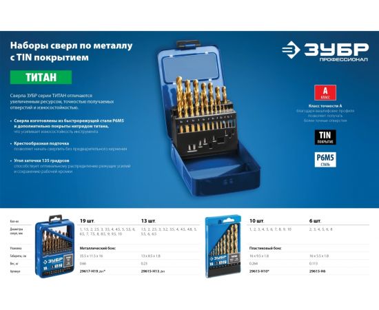 Набор сверл по металлу ПРОФЕССИОНАЛ Зубр 29615-H6 – изображение 4