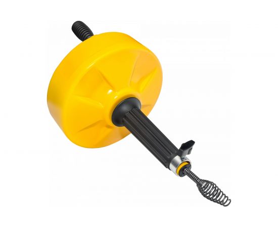 Вертушка для удаления засоров в трубах (до Ф 50 мм, длиной до 7.6 метров, пластиковый барабан, с подключением для шуруповерта) КРОКОЧИСТ 51721-7-8 