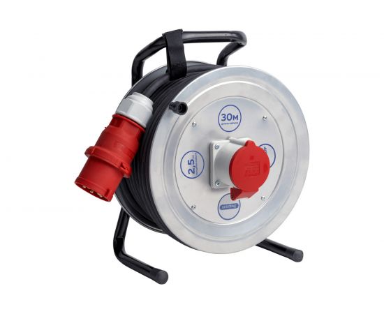 Удлинитель на катушке ЭНАРГИТ 380 Вольт МК1: кг 5*2,5 30 метров,1 розетка ip44 МК1-525-30К-3801-44 