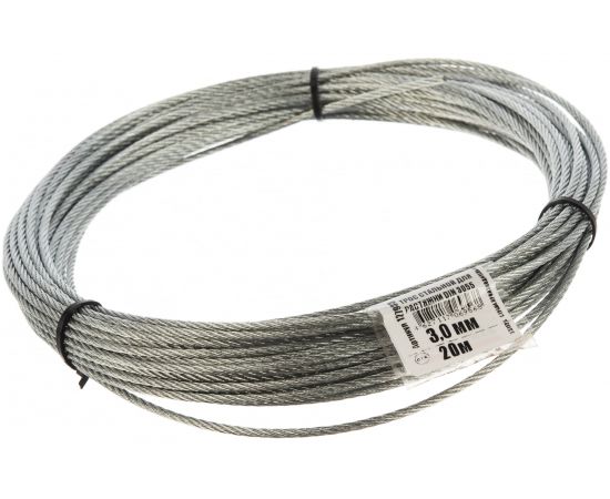 Стальной трос для растяжки DIN 3055, 3 мм, 20 м Tech-Krep 127933 