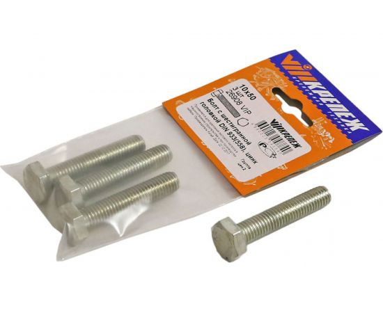 Болт с ш/г VIPкрепеж DIN 933 (558) полная резьба 10х50 3шт 26908 VIP 