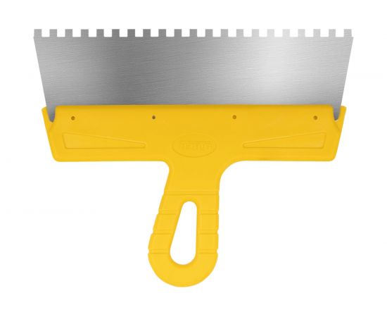 Фасадный зубчатый шпатель (250 мм, нержавеющая сталь, 6 мм, желтая ручка) Biber МАСТЕР 35185 тов-176012 