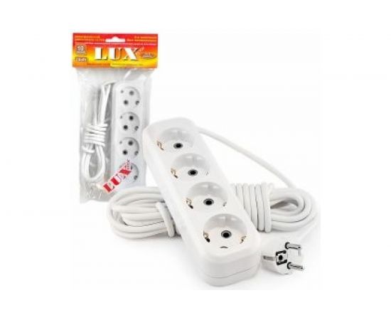 Четырехместный сетевой удлинитель с заземлением LUX У4-Е, 7м, 4606400414766 