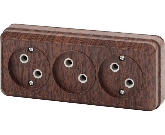 Розетка Intro 220510 3х2P, 16А, 250В, IP20, ОУ, Quadro, венге 24 Б0036143 