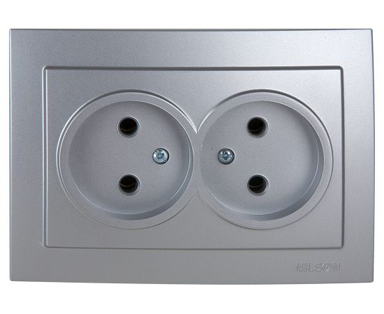 Розетка NILSON 2СП серебро Touran metallic 24131024 