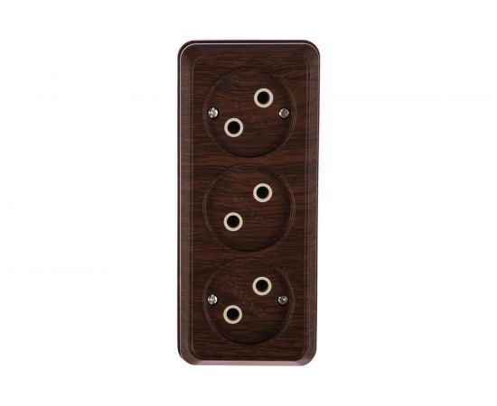 Розетка Intro 220510 3х2P, 16А, 250В, IP20, ОУ, Quadro, венге 24 Б0036143 – изображение 2