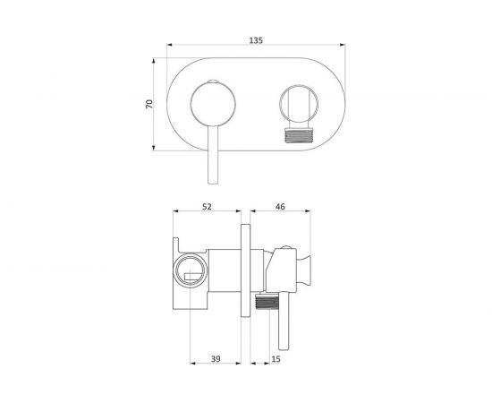 Смеситель монтируемый в стену RedBlu by Damixa Option с гигиеническим душем, бронза 214000000 – изображение 2