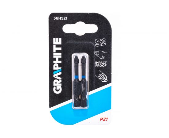 Биты ударные Graphite PZ1 x 50 мм 1/4" S2 2 шт. 56H521 – изображение 2