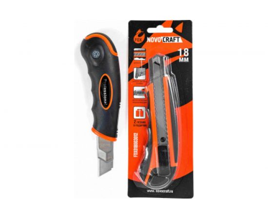 Нож Novocraft FOX-кастет, резиновый корпус, 3 лезвия, 18 мм, блистер FOX018003012 – изображение 2