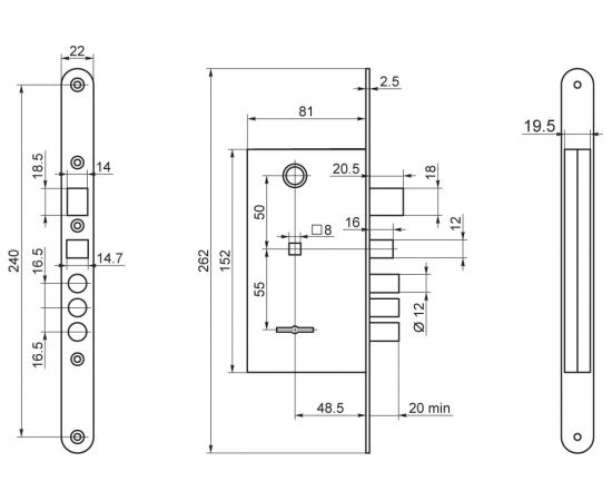 Врезной замок BORDER 88010-ЗВ9-8.3/13 П16285 – изображение 3