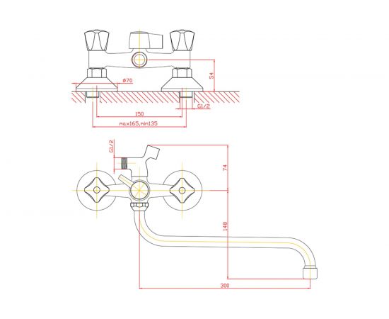 Универсальный смеситель для ванны Agger Retro-S хром A1822200 – изображение 4