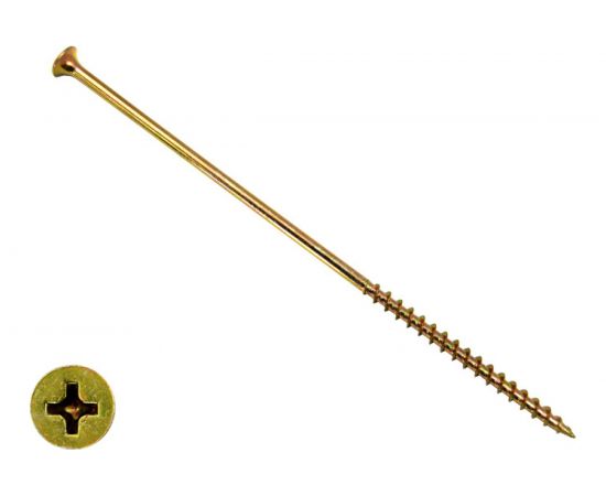 Саморез по дереву КРЕП-КОМП жёлтый цинк PH-2, 4,8х152, 1200 шт. ждп15248 